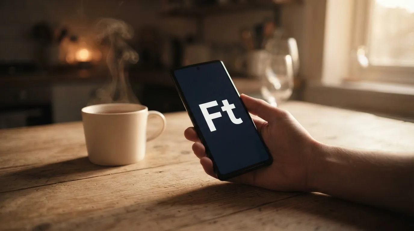 Kéz tart egy mobiltelefont egy csésze tea mellett a konyhaasztalon egy nyugodt estén — külföldi magyar kaszinók